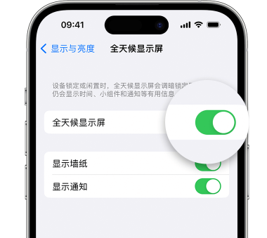 新干苹果15预约维修分享iPhone15如何设置全天候显示屏幕可见 